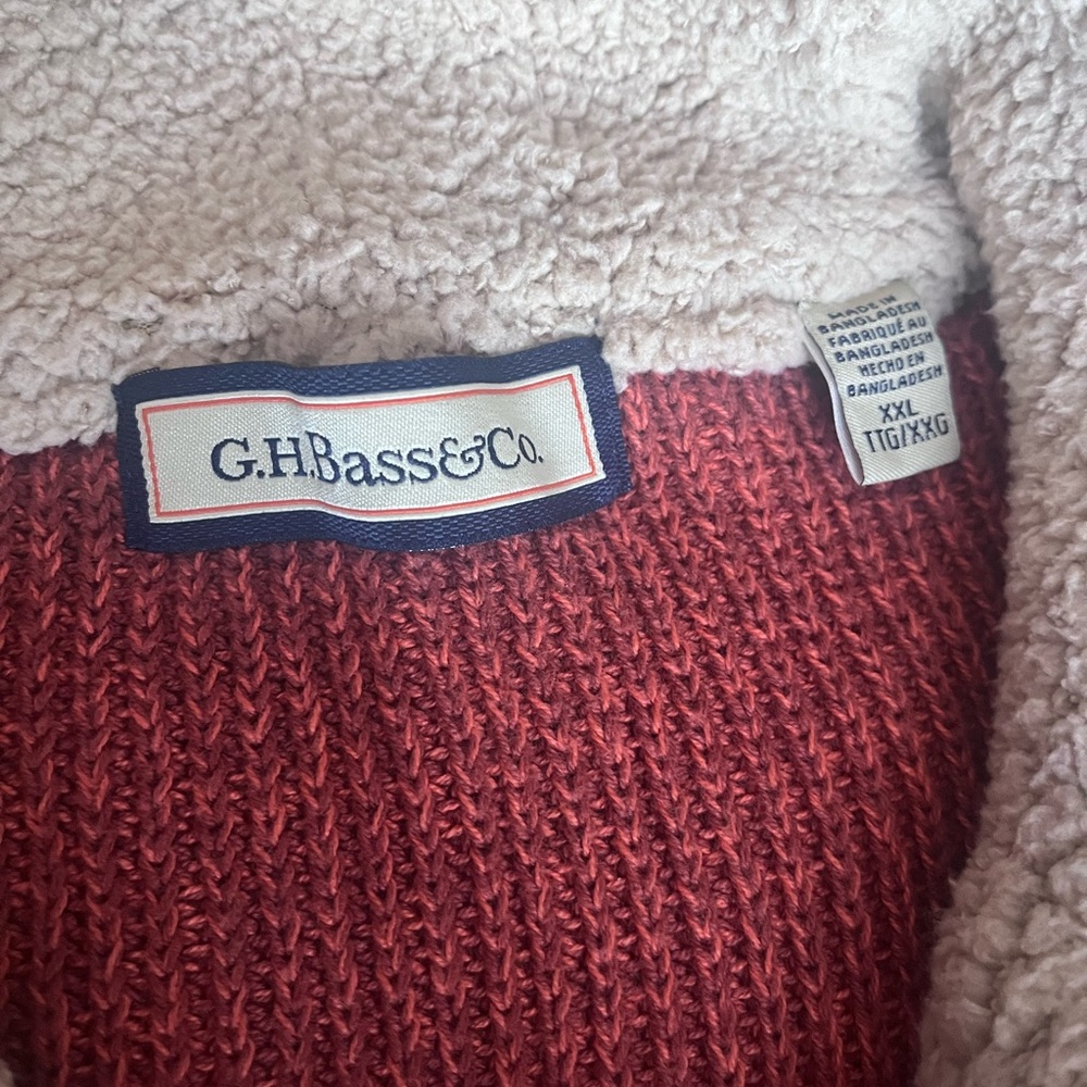 Vintage‎ Rust G.H. Bass & Co. Button Up Mock Neck Sweater - Picture 4 of 5